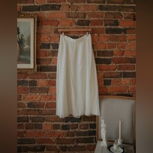 Vintage ivory silky midi skirt
